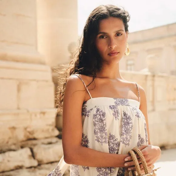 NWT J Crew Floaty Midi Dress in Block-Print Cotton Voile Size - Picture 2 of 5